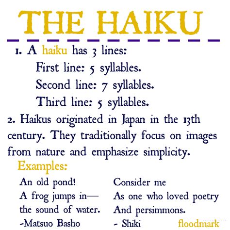 Floodmark: The Haiku: a Nugget of Poetical Imagery