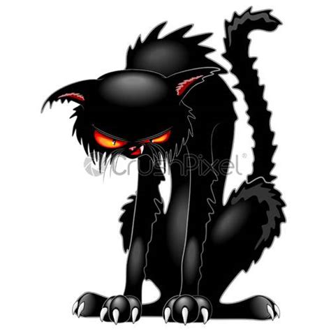 Black Cat Evil Angry Humorous Character Vector Illustration - stock ...