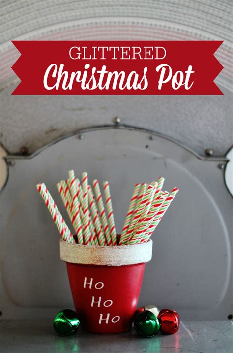 Glittered Christmas Clay Pot - Ho, Ho, Ho!! - Knick of Time