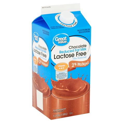 Great Value Lactose Free Chocolate Reduced Fat Milk, 1/2 gal - Walmart ...