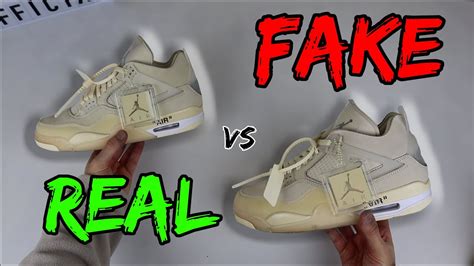 REAL VS FAKE! NIKE X OFF WHITE JORDAN 4 SAIL COMPARISON! - YouTube