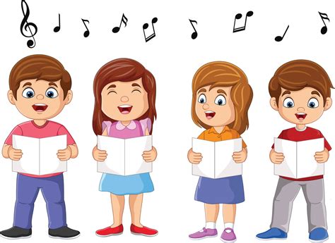 Cartoon group of choir children singing a song 15220110 Vector Art at ...