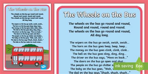 Nursery Rhymes Wheels on the Bus Large Display Poster