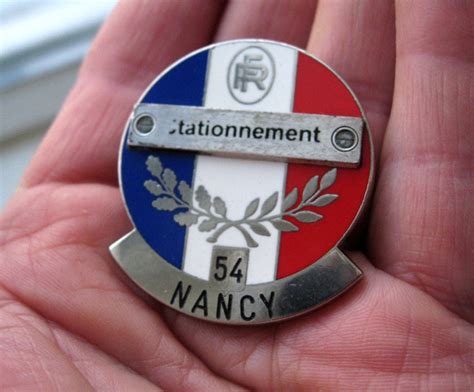 Vintage French Police Badge PARKING / STATIONNEMENT Nancy