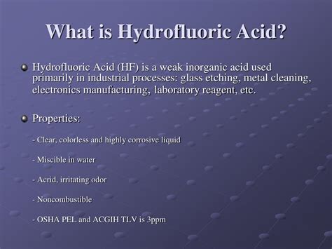 PPT - Safe Use of Hydrofluoric Acid PowerPoint Presentation, free ...