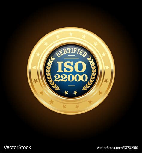 Iso 22000 standard medal - food safety management Vector Image