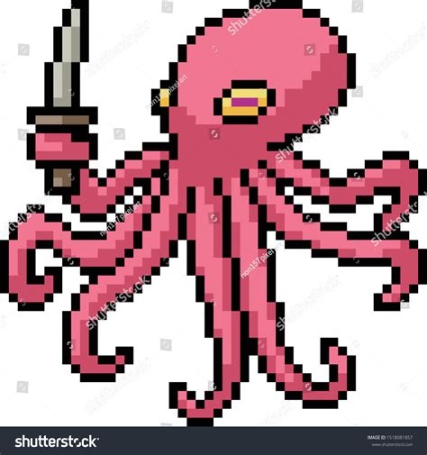 Vector Pixel Art Thug Octopus Isolated Stock Vector (Royalty Free ...