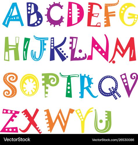 Cute funny kids alphabet font Royalty Free Vector Image