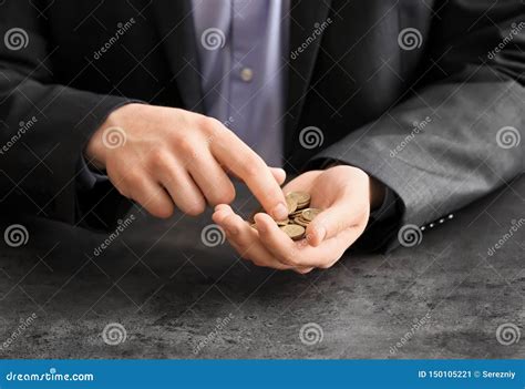 Man Counting Coins at Table. Savings Concept Stock Image - Image of ...