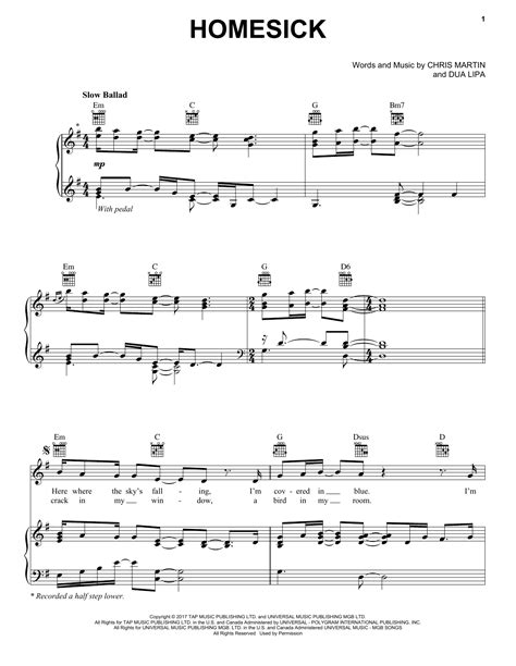 Dua Lipa feat. Chris Martin - Homesick sheet music