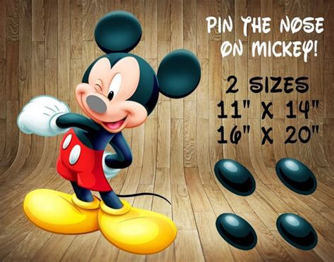 Mickey Mouse Pin Game Pin the Tail on Mickey Pin the Nose on - Etsy