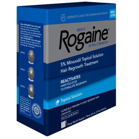 Men's Rogaine Extra Strength 5% Minoxidil Solution, 3-Month Supply ...