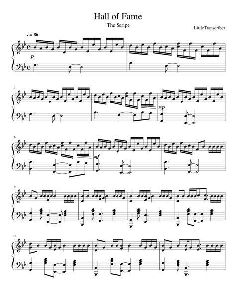 Print and download Hall of Fame - LittleTranscriber for Piano and ...