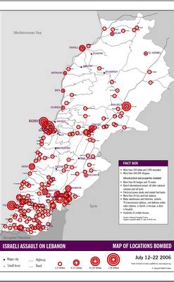 TERRORISM NEWS: Map Showing Israeli Bomb Strikes in Lebanon