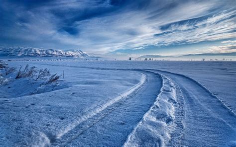 Tracks in the snow HD desktop wallpaper : Widescreen : High Definition ...