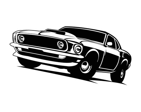 1970s american muscle car silhouette logo isolated view on white ...