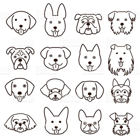 cute dogs faces line art set. | Dog line art, Cute dog drawing, Dog ...