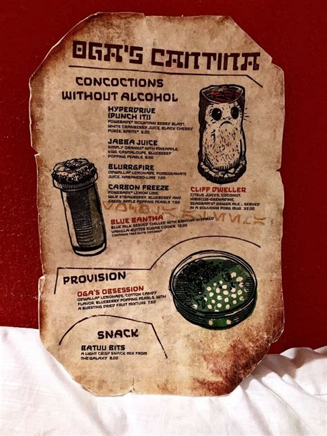 Oga's Cantina Full Menu (Breakfast, Bites, and All Drinks)