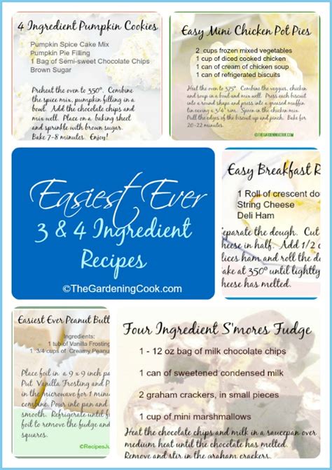 3 and 4 Ingredient recipes - Get something on the table quickly!