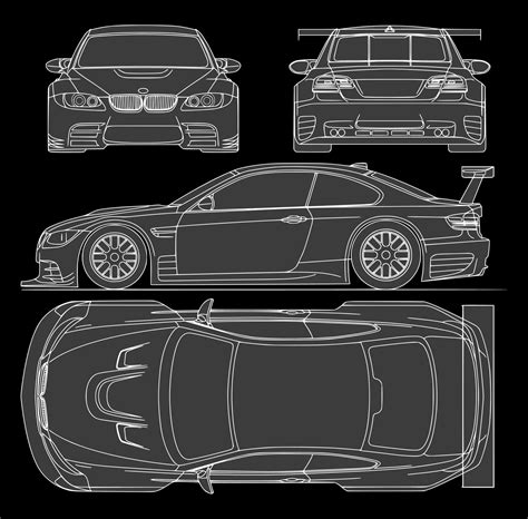 2008 BMW M3 E92 GTR Coupe blueprints 11870760 Vector Art at Vecteezy