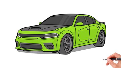 How to draw a DODGE CHARGER SRT HELLCAT REDEYE / drawing dodge charger ...