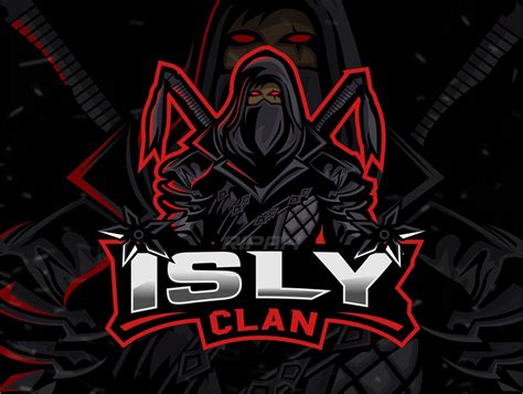 the logo for an esl clan with a hooded man holding two swords in his hands