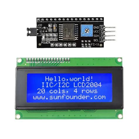 SunFounder 2004 20x4 LCD Module IIC I2C Interface Adapter Blue ...