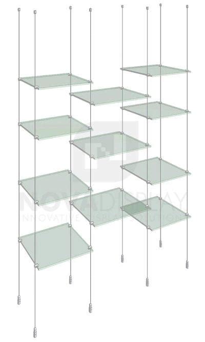 Cable Suspended Shelves | Display Kit with Polished Edge Glass Shelves