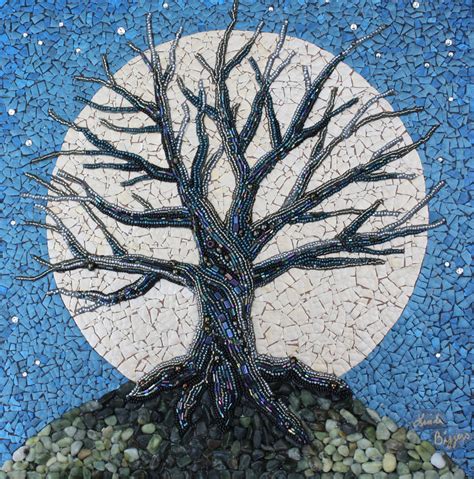 Moon Shadow - Linda Biggers - Mixed Media and Eggshell Mosaics