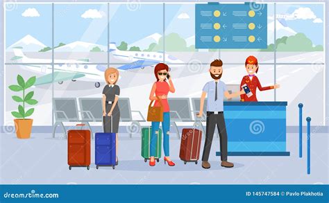 Passengers in Airport Terminal Illustration Stock Vector - Illustration ...