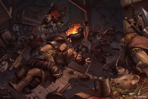 Tavern Brawl by velinov on @DeviantArt | Fantasy, Fantasy battle, Tavern