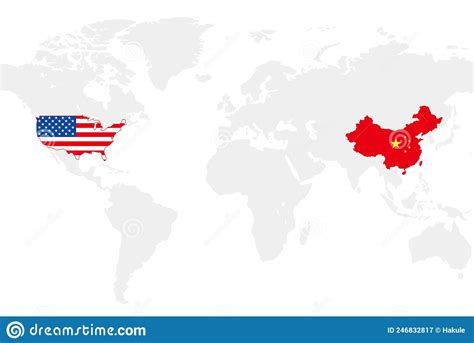 USA and China Business World Map Chart, Vector Illustration Stock ...