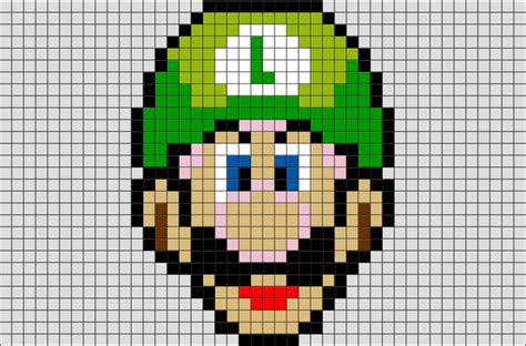 luigi pixel art grid - 94dodgeram250van