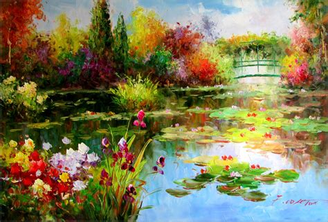 Claude Monet Garden at Giverny Repro 6, Hand Painted Oil Painting ...