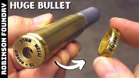 Turning a huge bullet shell into a RING - 20mm cannon shell - YouTube