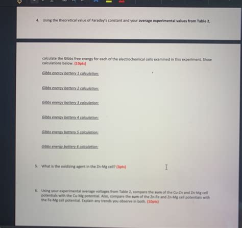 Solved 4. Using the theoretical value of Faraday's constant | Chegg.com