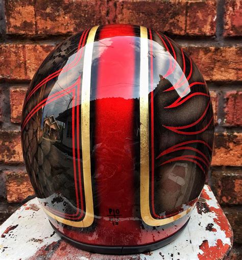 Motorcycle Helmet Cruiser Biker 3/4 Open Face Slim Fit Airbrush Painted ...