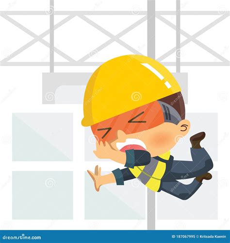 Worker Falling from High. Workplace Accident or Construction Safety ...