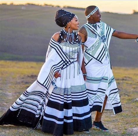 Couple In Xhosa Umbhaco Traditional Attire and Beaded Accessories ...