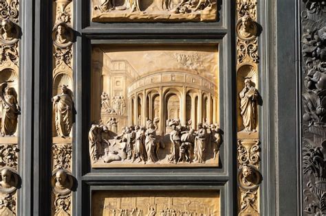 Premium Photo | Panel of outdoor east doors of baptistery