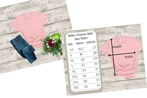 Pink T-shirt Mockup and Size Chart Graphic by Jada Boutique Design ...