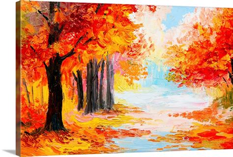 Oil painting of a landscape in autumn foliage Wall Art, Canvas Prints ...