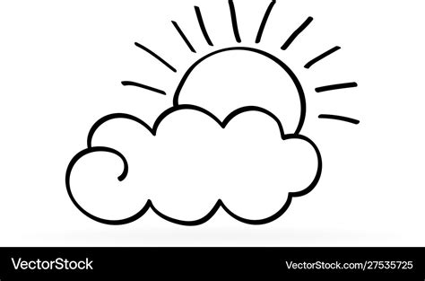 Kids drawing art sun with cloud icon Royalty Free Vector