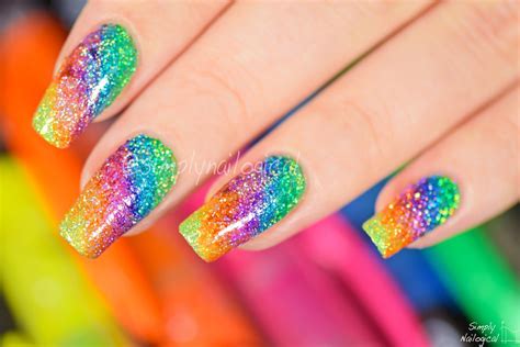 Sparkly highlighter rainbow nail art | Rainbow nails design, Rainbow ...