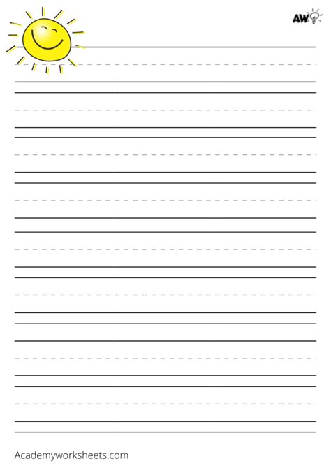 Printable Lined Paper for Kids - Academy Worksheets