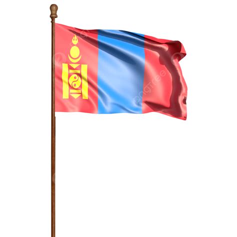 Mongolia Flag With Pole, Mongolia Flag With Pole Transparent, Mongolia ...