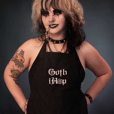 Goth Ihop Embroidered Apron Uniform Meme Costume Black With Red and ...