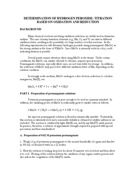 H2 O2 Assaywith KMNO4 | PDF | Titration | Chemistry