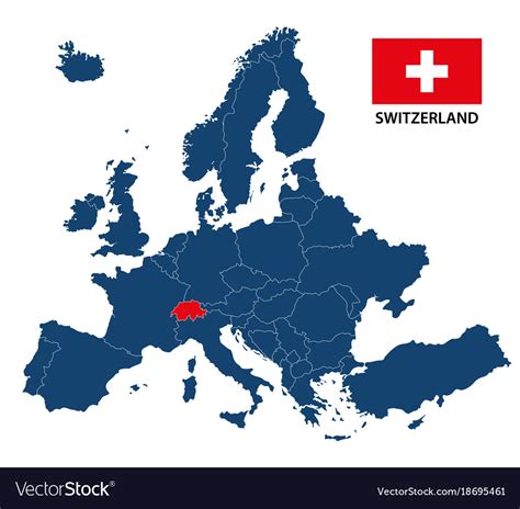 Map of europe with highlighted switzerland Vector Image