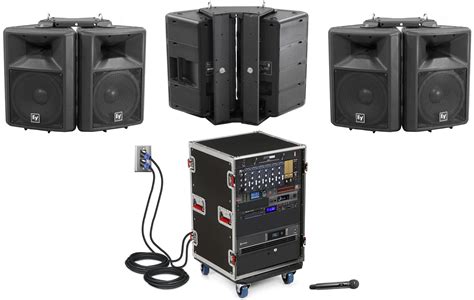 Gym Sound System with 6 EV Speakers, Bluetooth, Rolling Rack and Input ...